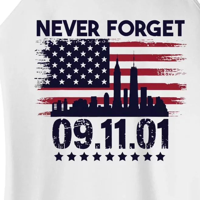 Never Forget September 11 2001 Memorial Day American Flag Women’s Perfect Tri Rocker Tank