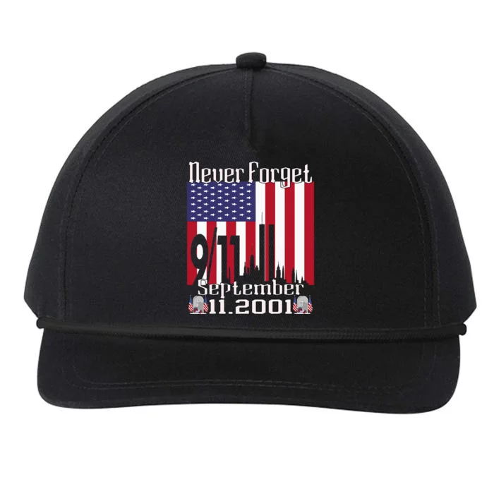 Never Forget September 11 2001 Memorial Day Snapback Five-Panel Rope Hat