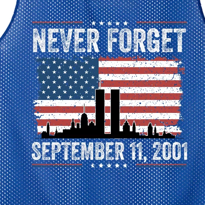 Never Forget September 11 2001 Memorial Day American Flag Mesh Reversible Basketball Jersey Tank