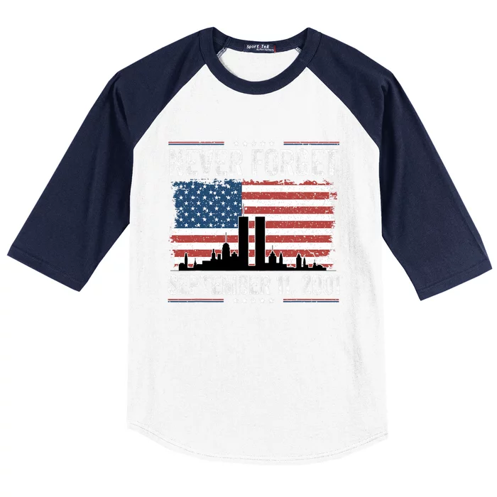 Never Forget September 11 2001 Memorial Day American Flag Baseball Sleeve Shirt