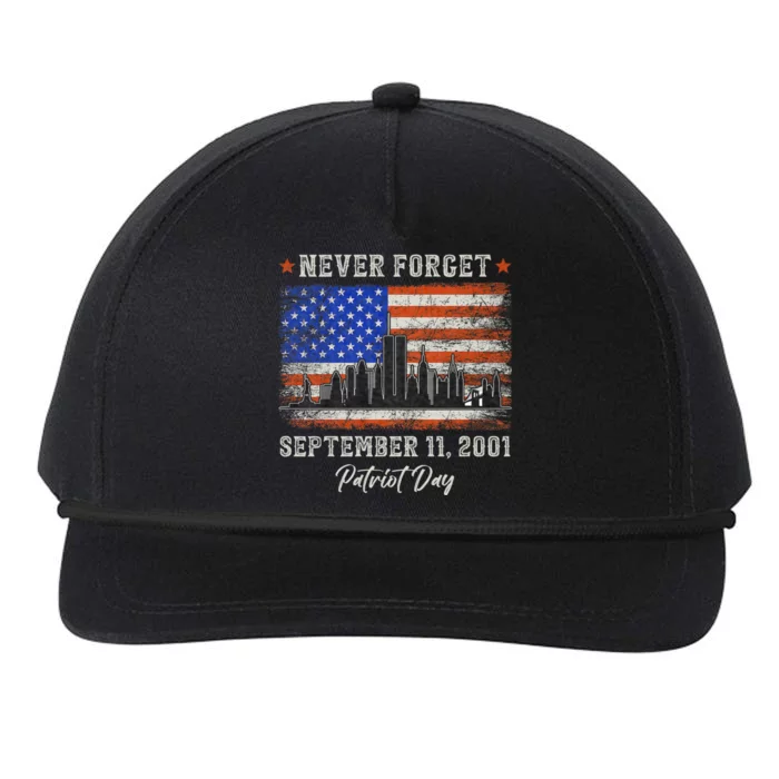 Never Forget September 11 2001 Memorial Day American Flag Snapback Five-Panel Rope Hat