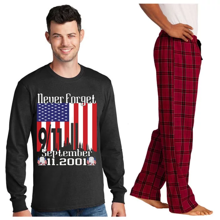 Never Forget September 11 2001 Memorial Day American Flag Long Sleeve Pajama Set