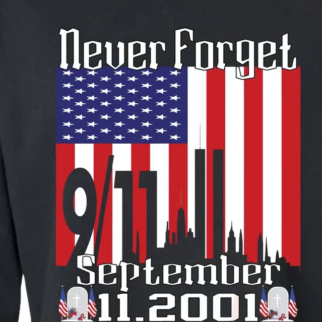 Never Forget September 11 2001 Memorial Day American Flag Cropped Pullover Crew