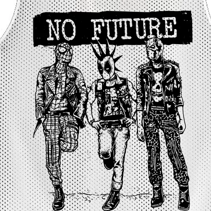 No Future Superhero Punk Mesh Reversible Basketball Jersey Tank