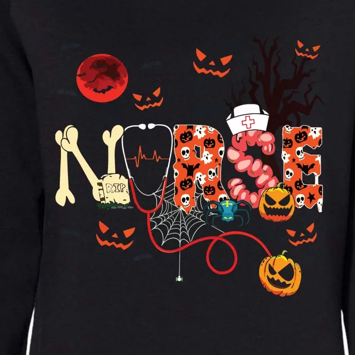 Nurse Funny Stethoscope Nurse Pumpkin Skull Lover Halloween Womens California Wash Sweatshirt