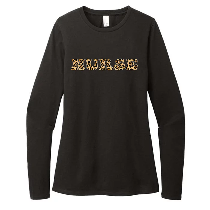 Nurse For Super Nurse Leopard Font Gift Womens CVC Long Sleeve Shirt