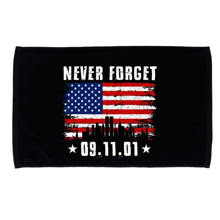 Never Forget September 11 2001 Memorial Day American Flag Microfiber Hand Towel