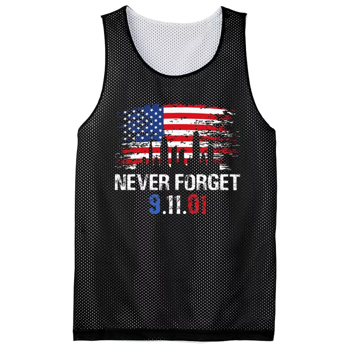 Never Forget September 11 2001 Memorial Day American Flag Mesh Reversible Basketball Jersey Tank