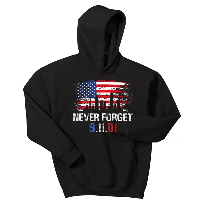 Never Forget September 11 2001 Memorial Day American Flag Kids Hoodie