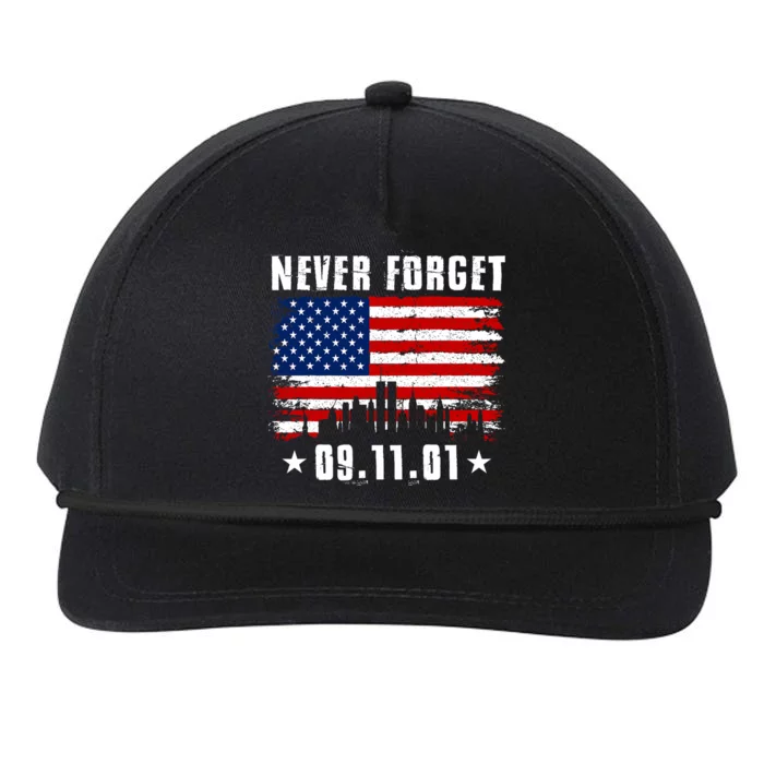 Never Forget September 11 2001 Memorial Day American Flag Snapback Five-Panel Rope Hat