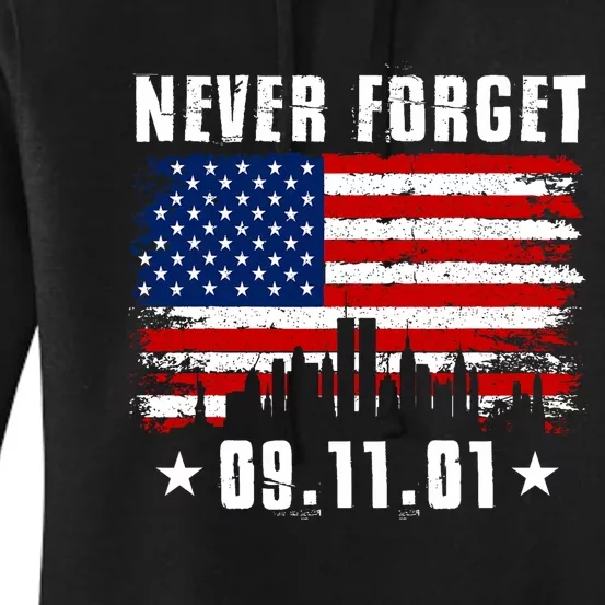 Never Forget September 11 2001 Memorial Day American Flag Women's Pullover Hoodie