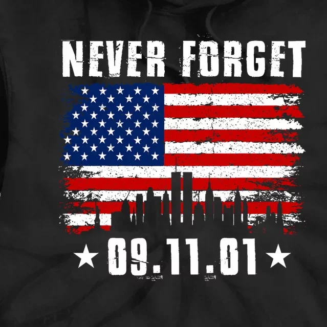 Never Forget September 11 2001 Memorial Day American Flag Tie Dye Hoodie