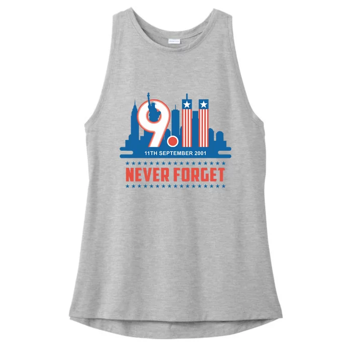 Never Forget September 11 2001 Memorial Day American Flag Patriot Day Ladies Tri-Blend Wicking Tank