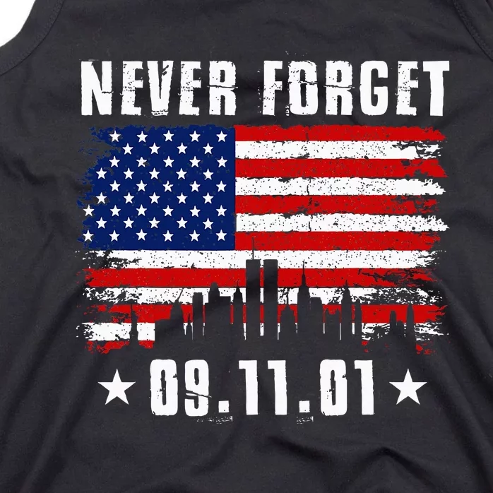 Never Forget September 11 2001 Memorial Day American Flag Tank Top