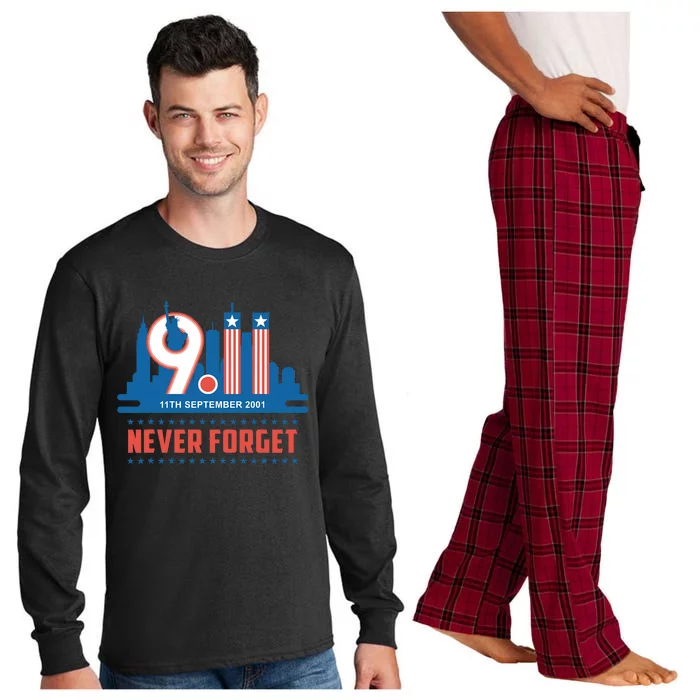 Never Forget September 11 2001 Memorial Day American Flag Long Sleeve Pajama Set