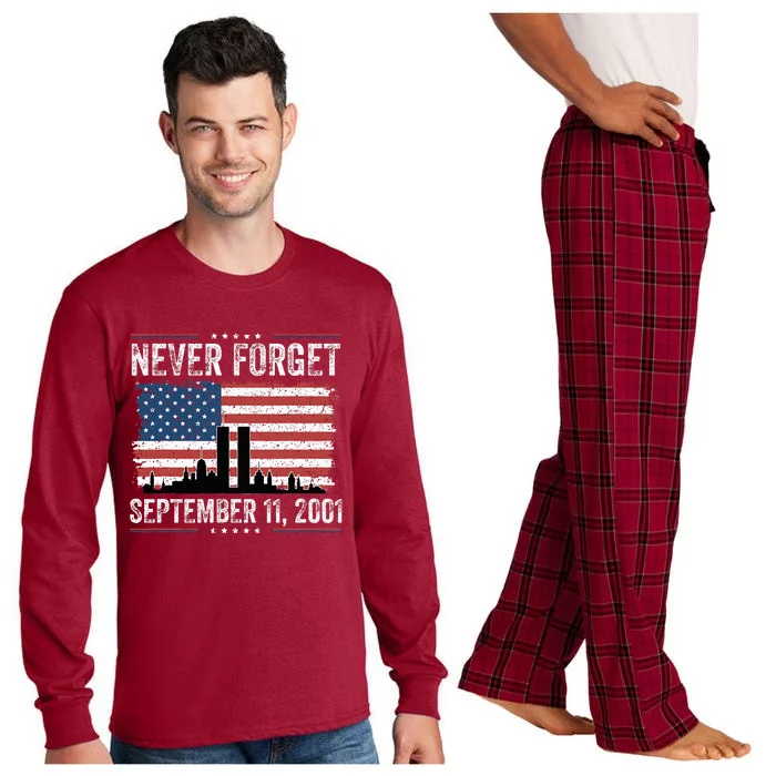 Never Forget September 11 2001 Memorial Day American Flag Long Sleeve Pajama Set