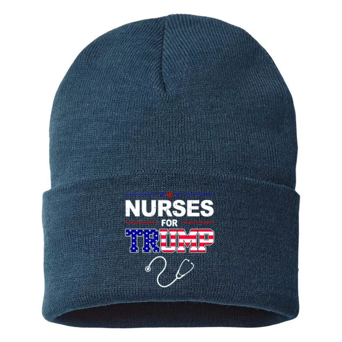 Nurses For Trump Political Election Sustainable Knit Beanie