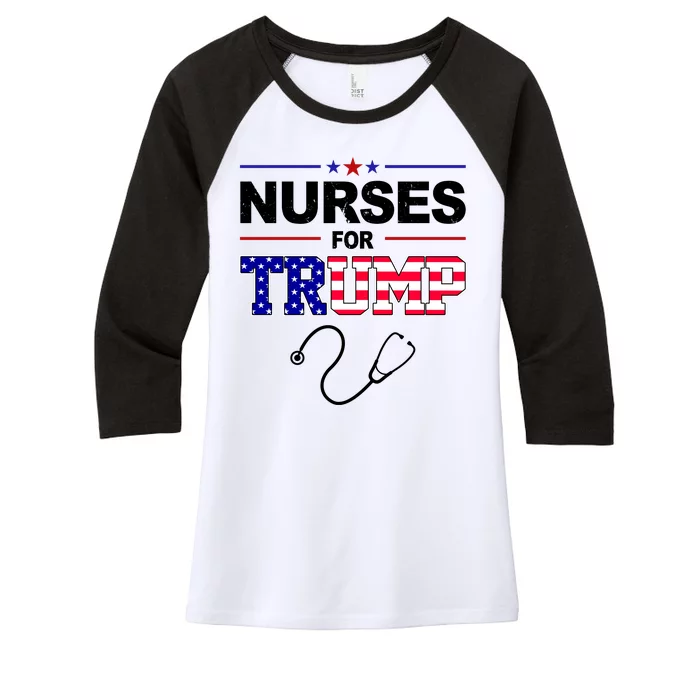 Nurses For Trump Political Election Women's Tri-Blend 3/4-Sleeve Raglan Shirt