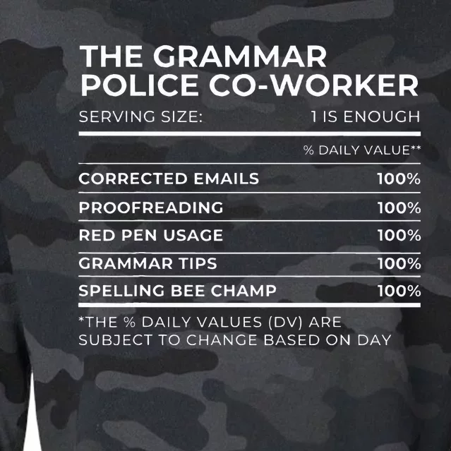 Nutritional Facts The Grammar Police Coworker Work Party Cropped Pullover Crew