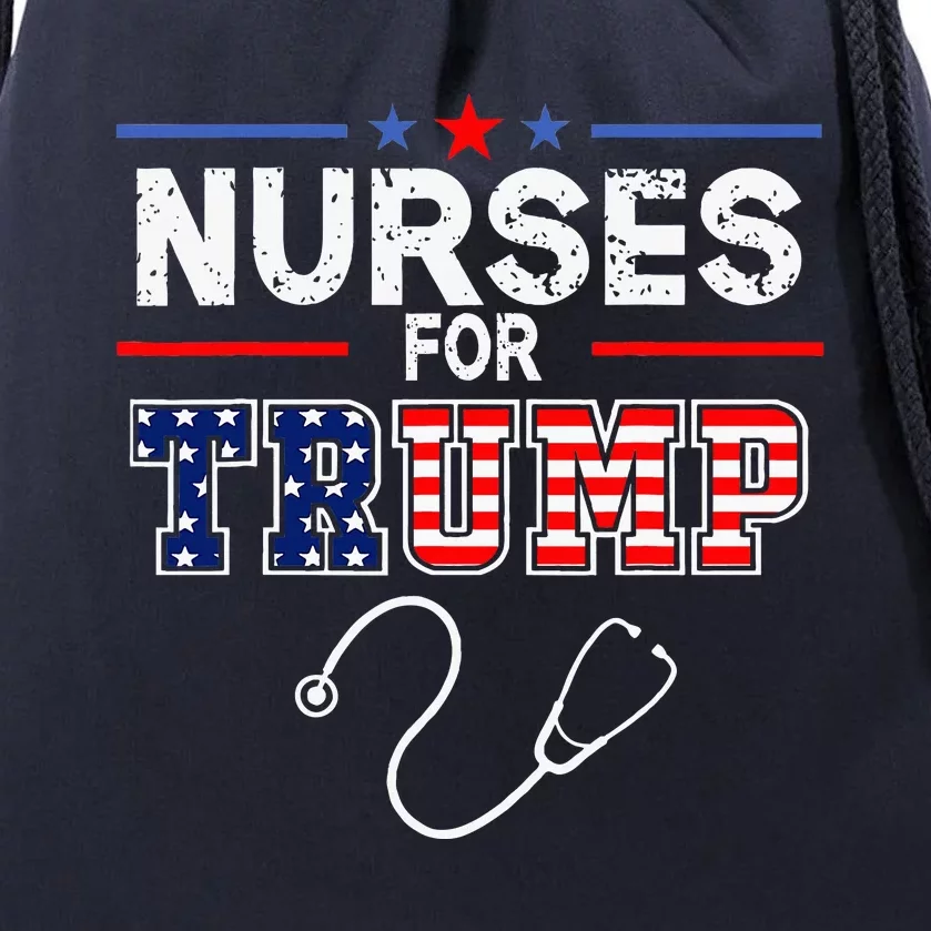 Nurses For Trump 2024 Support Donald Trump America Flag Drawstring Bag