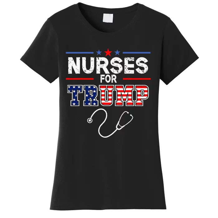 Nurses For Trump 2024 Support Donald Trump America Flag Women's T-Shirt