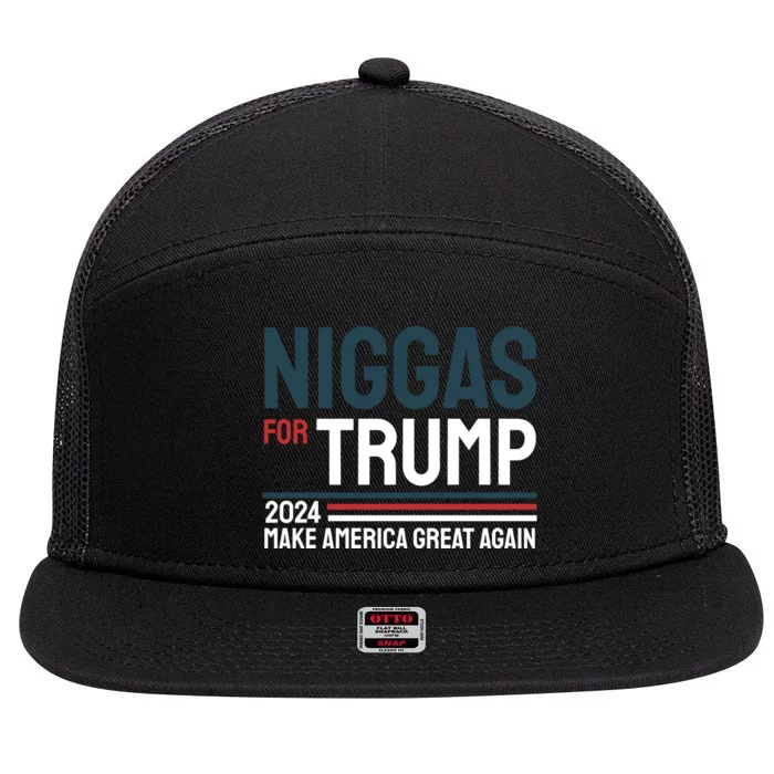 Niggas For Trump 2024 7 Panel Mesh Trucker Snapback Hat