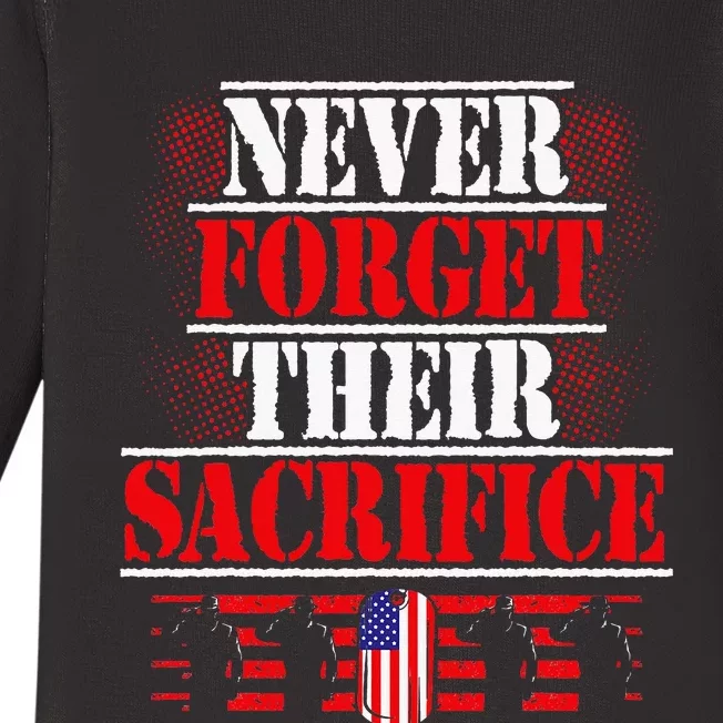 Never Forget Their Sacrifice Veteran Veterans Day Baby Long Sleeve Bodysuit