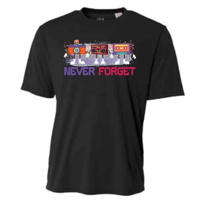 Never Forget Tape Cassette Floppy Disk Cooling Performance Crew T-Shirt