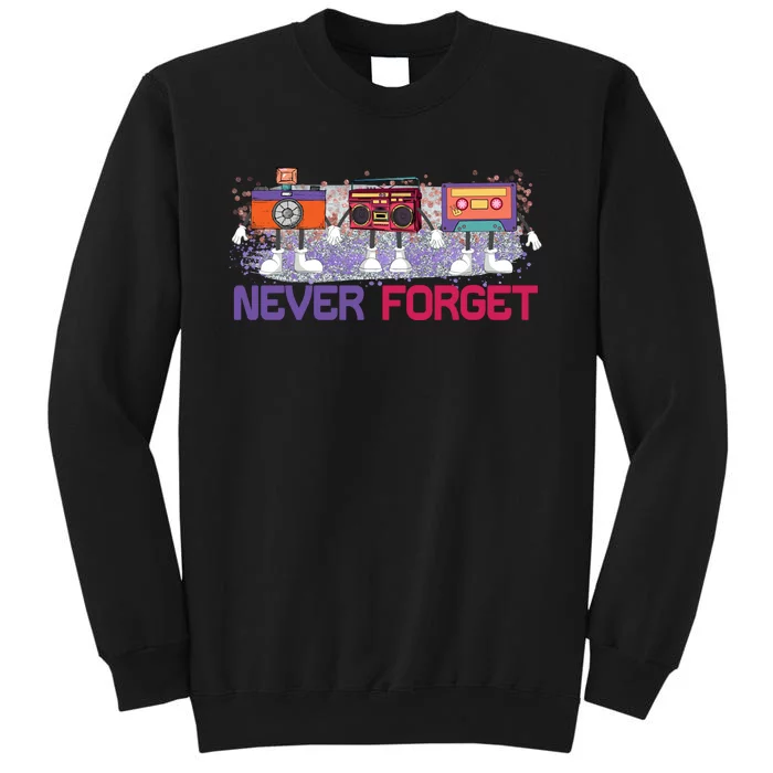 Never Forget Tape Cassette Floppy Disk Tall Sweatshirt