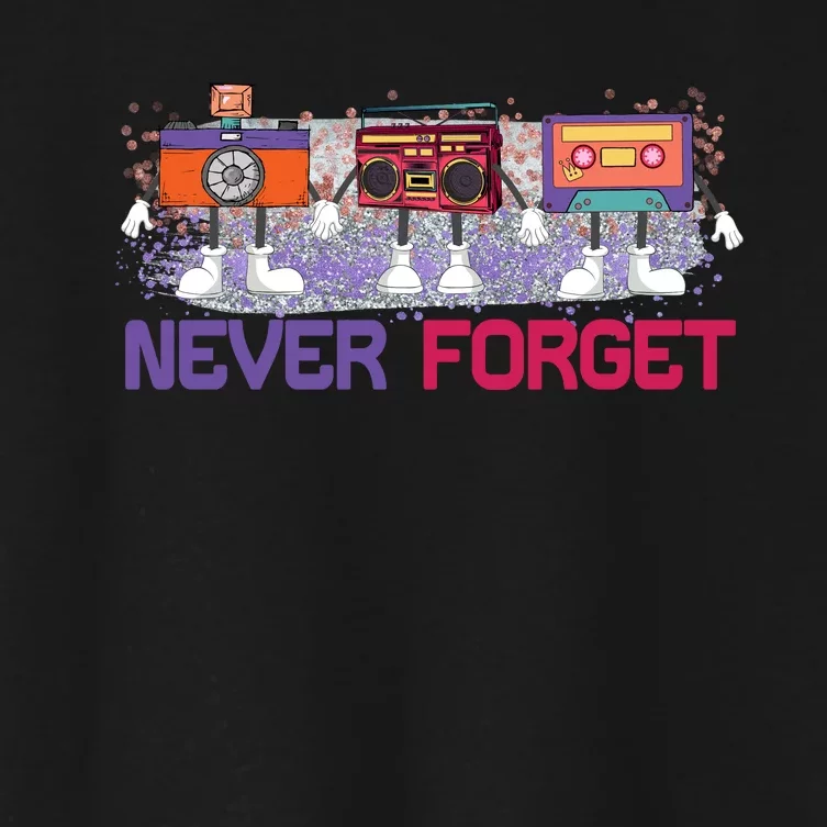 Never Forget Tape Cassette Floppy Disk Women's Crop Top Tee