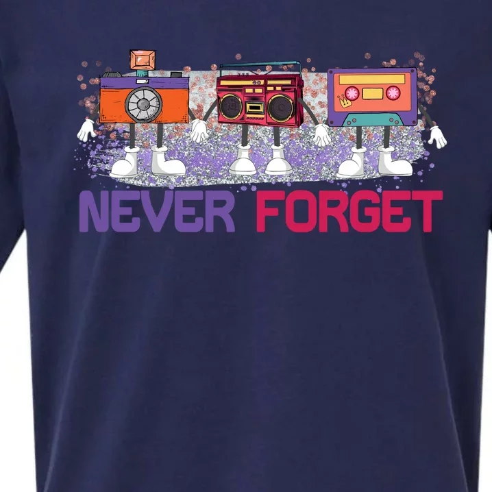 Never Forget Tape Cassette Floppy Disk Sueded Cloud Jersey T-Shirt