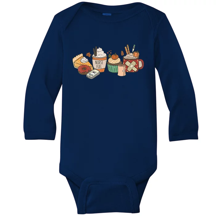 Nurse Fuel Thanksgiving Fall Coffee Pumpkin Spice Latte Gift Baby Long Sleeve Bodysuit