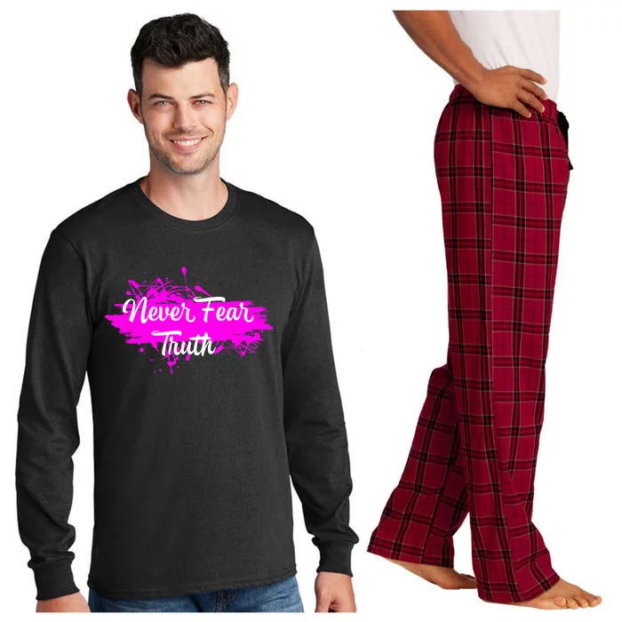 Never Fear Truth Inspirational Motivational Magenta Splash Long Sleeve Pajama Set