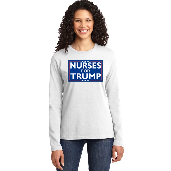 Nurses For Trump President Election 2024 Ladies Long Sleeve Shirt