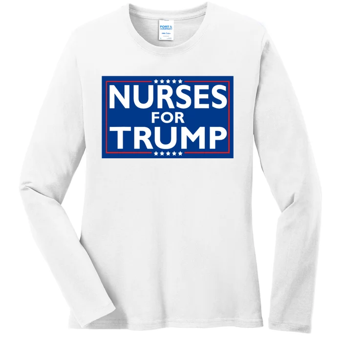 Nurses For Trump President Election 2024 Ladies Long Sleeve Shirt