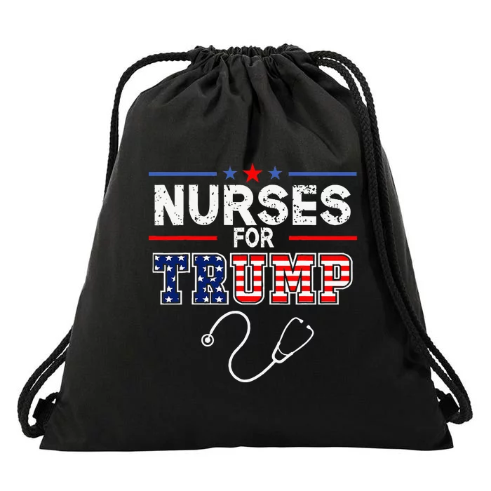 Nurses For Trump 2024 Support Donald Trump America Flag Drawstring Bag