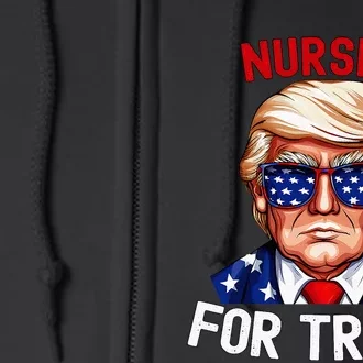 Nurses For Trump 2024 American Flag Full Zip Hoodie