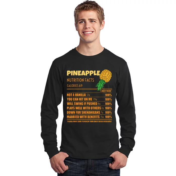 Nutrition Facts Upside Down Pineapple Swinger Men Women Long Sleeve Shirt