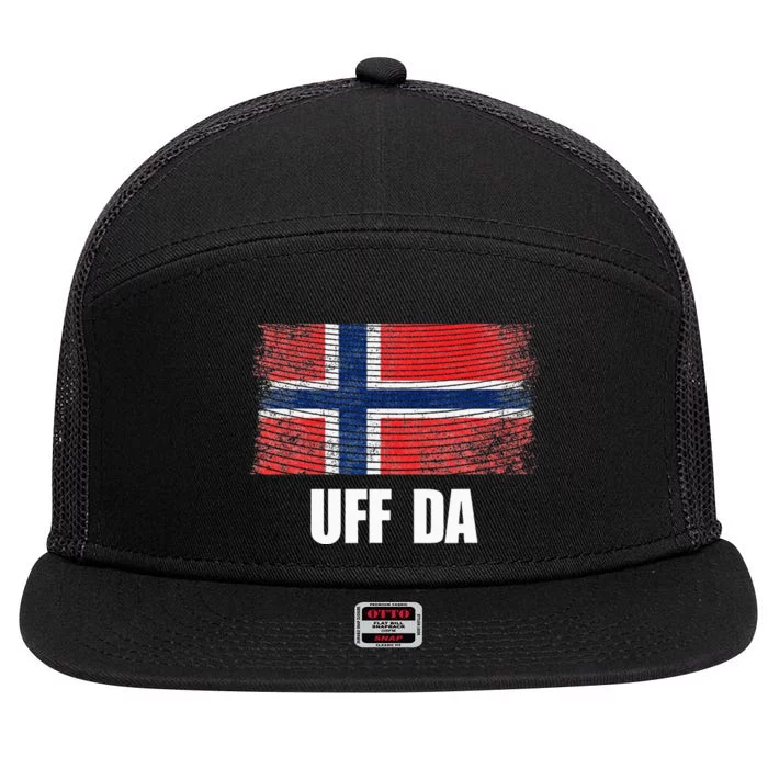 Norway Flag Uff Da  Great Norge Gift 7 Panel Mesh Trucker Snapback Hat