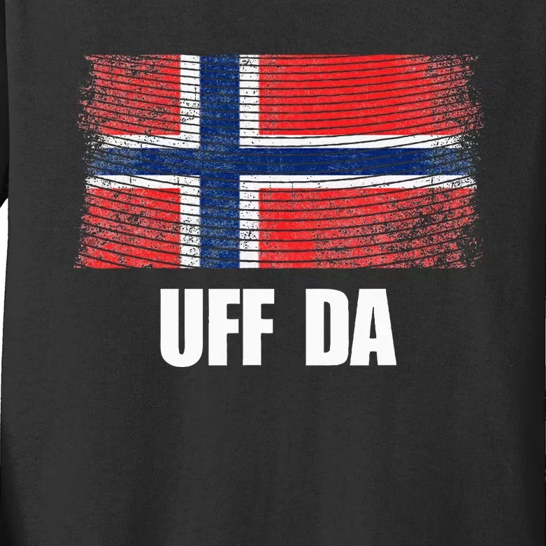 Norway Flag Uff Da  Great Norge Gift Kids Long Sleeve Shirt