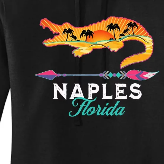 Naples Florida USA Alligator Sunset Palm Trees Souvenir Women's Pullover Hoodie