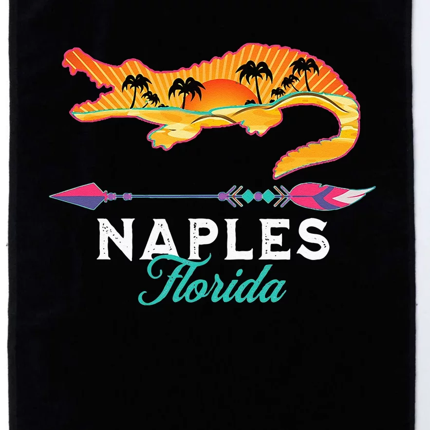 Naples Florida USA Alligator Sunset Palm Trees Souvenir Platinum Collection Golf Towel