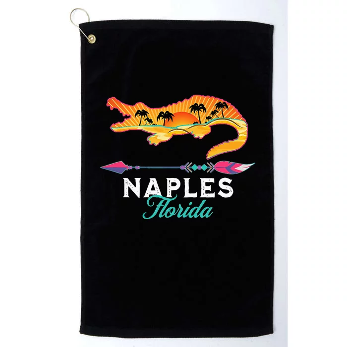 Naples Florida USA Alligator Sunset Palm Trees Souvenir Platinum Collection Golf Towel