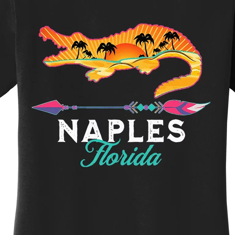 Naples Florida USA Alligator Sunset Palm Trees Souvenir Women's T-Shirt