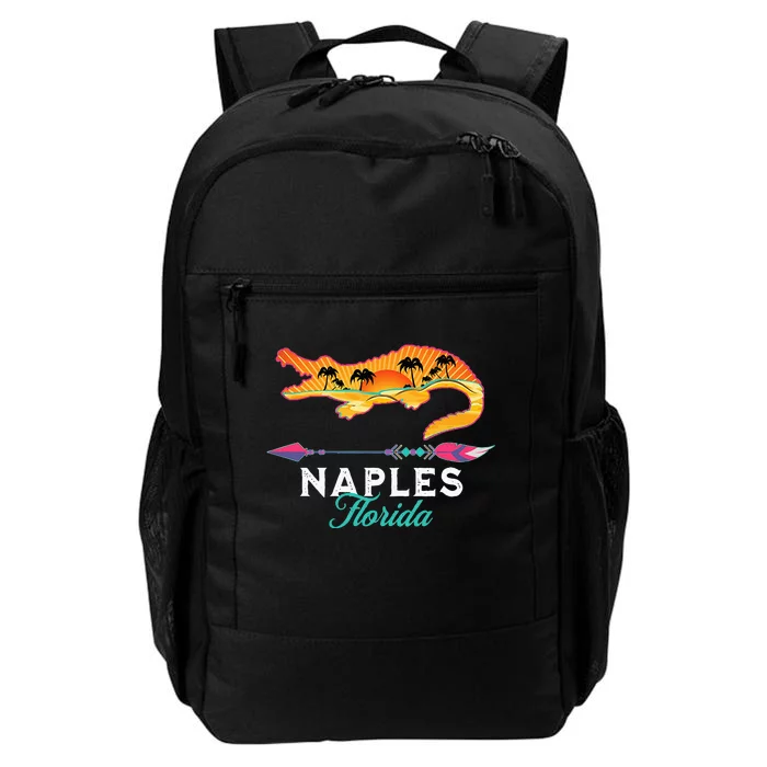 Naples Florida USA Alligator Sunset Palm Trees Souvenir Daily Commute Backpack