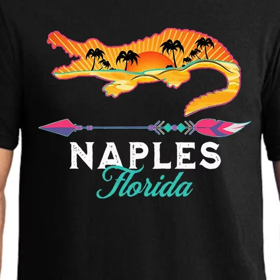 Naples Florida USA Alligator Sunset Palm Trees Souvenir Pajama Set