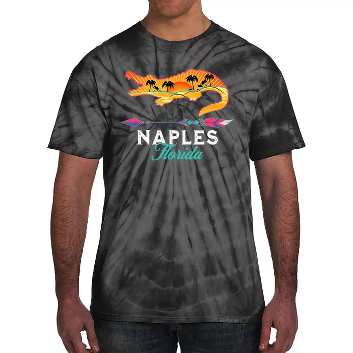 Naples Florida USA Alligator Sunset Palm Trees Souvenir Tie-Dye T-Shirt