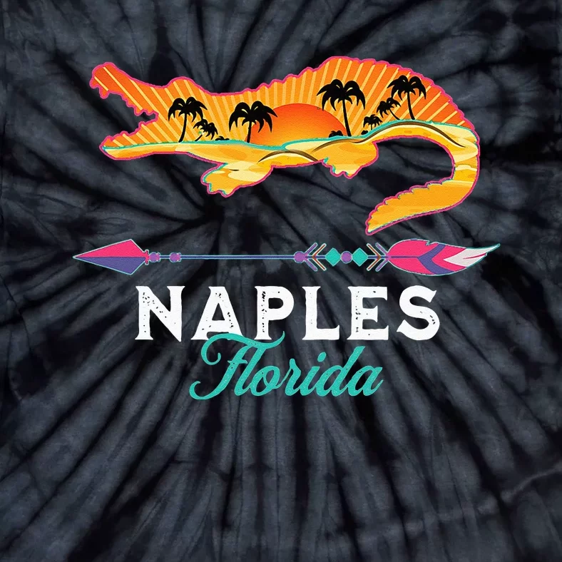 Naples Florida USA Alligator Sunset Palm Trees Souvenir Tie-Dye T-Shirt