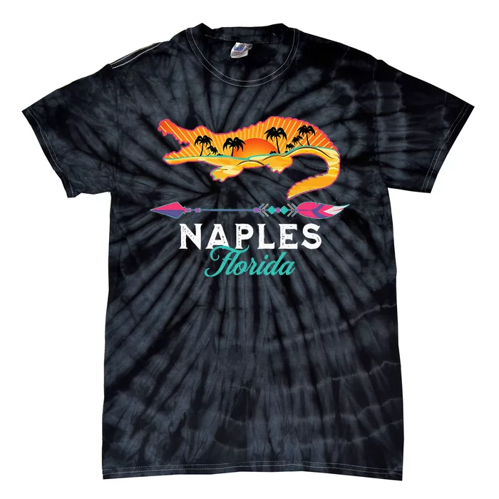 Naples Florida USA Alligator Sunset Palm Trees Souvenir Tie-Dye T-Shirt