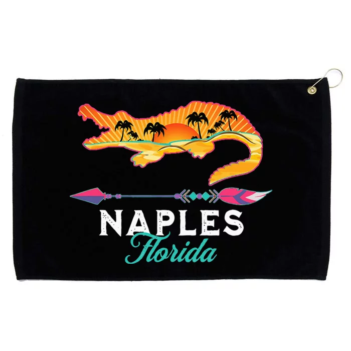 Naples Florida USA Alligator Sunset Palm Trees Souvenir Grommeted Golf Towel